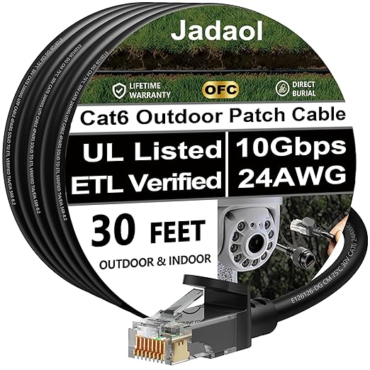 Jadaol Cat 6 Ethernet Cable 30ft, Outdoor&Indoor, 10Gbps Support Cat8/7 Network by Jadaol