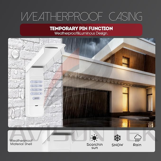 Avisontek for 300MHZ Multicode Gate Opener Keypad, 4200 420001 Wireless Keyless - Image 7