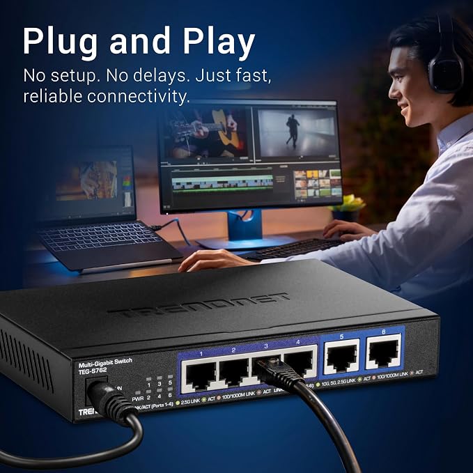 TRENDnet 6-Port 10G Switch, 4 x 2.5G RJ-45 Base-T Ports, 2 x 10G RJ-45 Ports - Image 5
