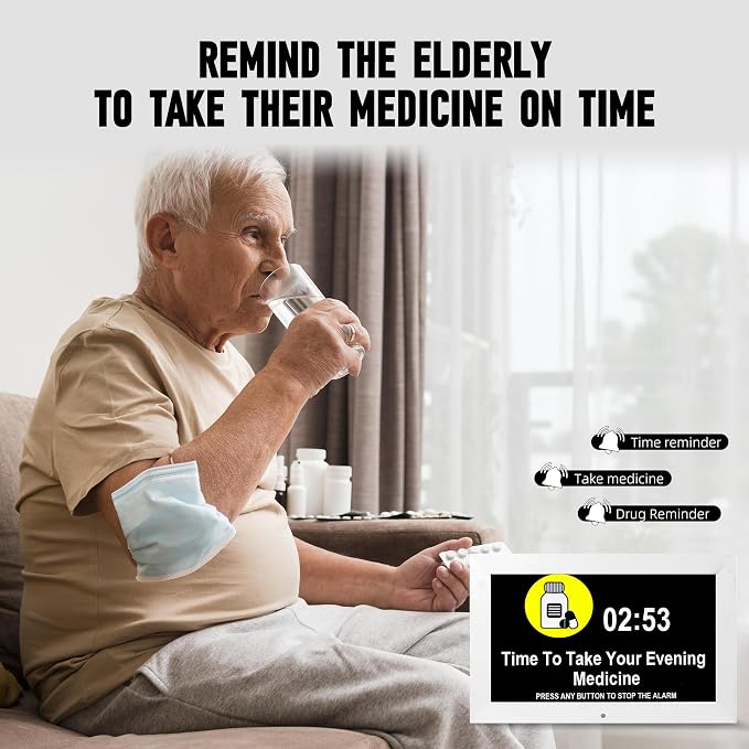 Dementia Clock with 12 sets of alarms paired with 20 usage scenarios, Large - Image 5