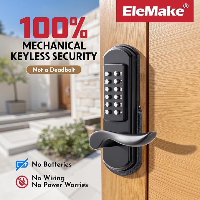 Keyless Door Lock with Keypad, Right Handed Mechanical Door Lock, Security - Image 2