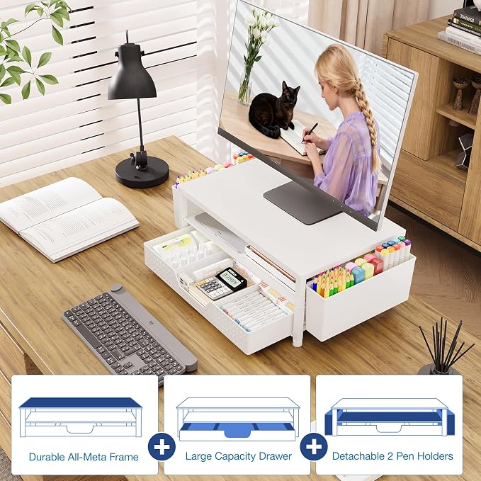 OPNICE Desk Organizers and Accessories, 2-Tier Computer Monitor Stand Riser - Image 4