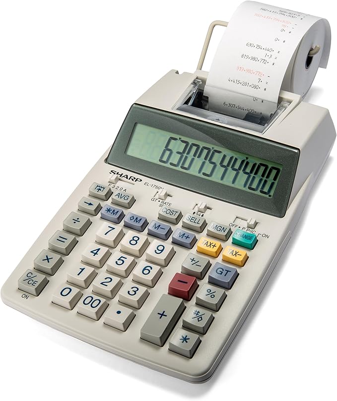Sharp EL-1750V Two-Color Printing Calculator 2 Lines/Sec 3" Black/Red by SharpCalculators