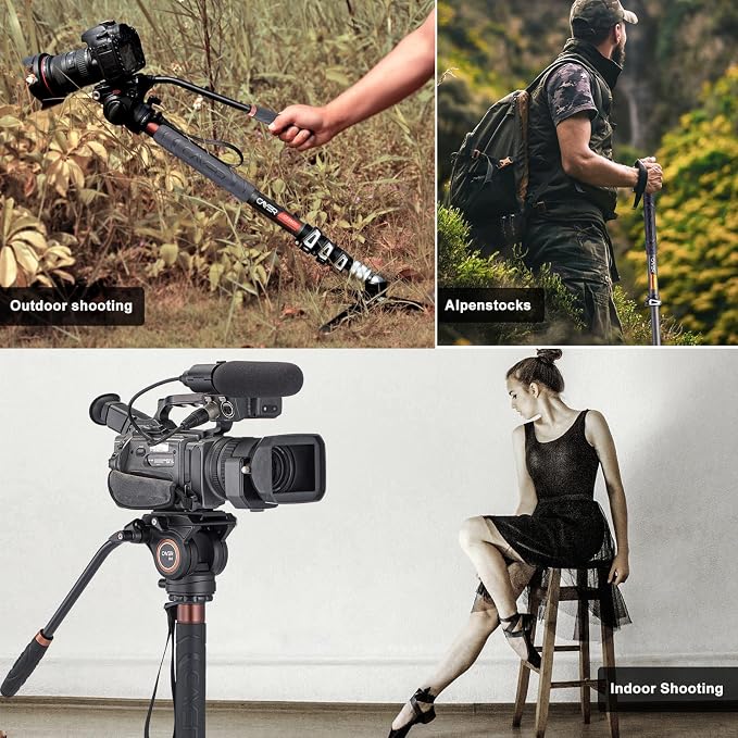 Cayer Carbon Fiber Monopod Leg, 68 Inch Camera Telescopic Video Monopod Tube - Image 6