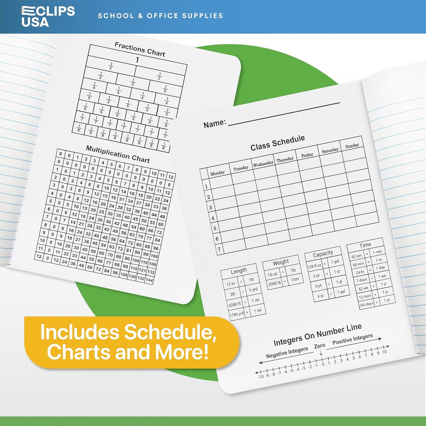 E-CLIPS USA Composition Notebooks, (24 Pack), Wide Ruled Composition Notebook, Marble Composition Notebook, 100 sheets, 200 Pages (24, Red)