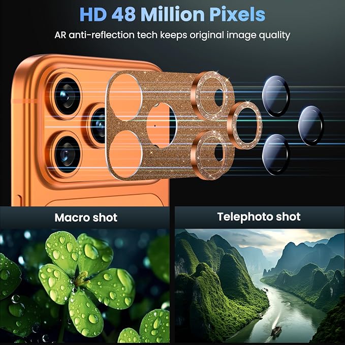 Uyiton for iPhone 17-Pro-Max Camera-Lens Protector: Bling Metal Tempered Glass - Image 3