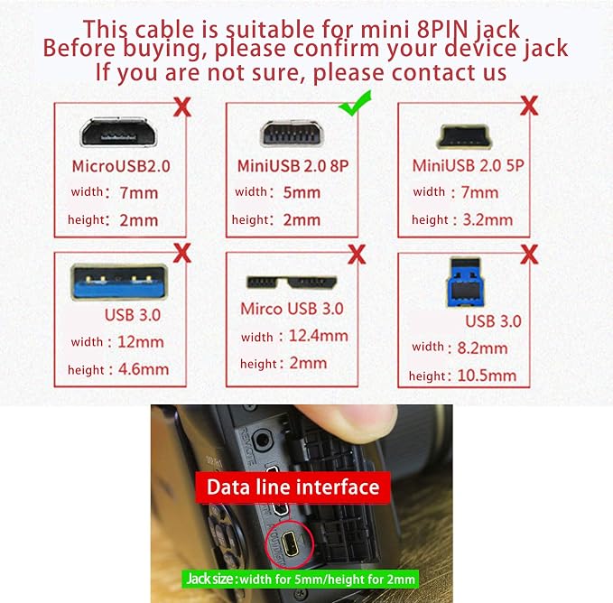 Replacement USB Camera Data Sync Battery Charger Charging Cable Cord - Image 3