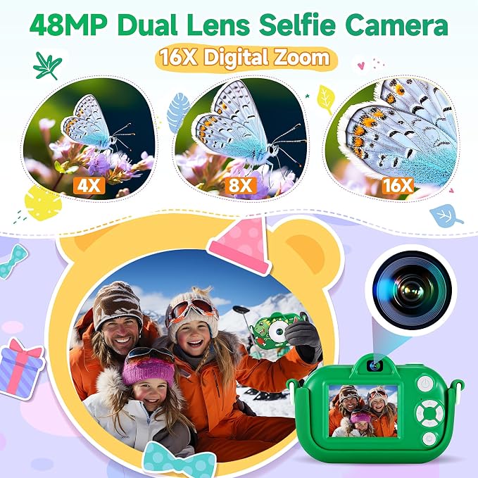 Kids Camera Boys Toys for 3 4 5 6 7 8 9 Years Old Boys, 48MP Dual Lens Kids - Image 3
