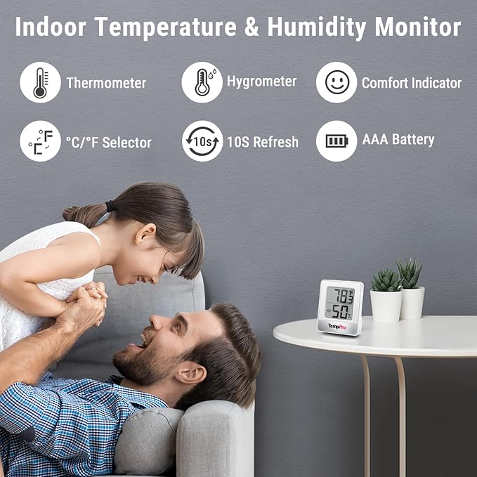 TempPro TP49 2 Pieces Digital Hygrometer Indoor Thermometer Humidity Meter Mini - Image 2