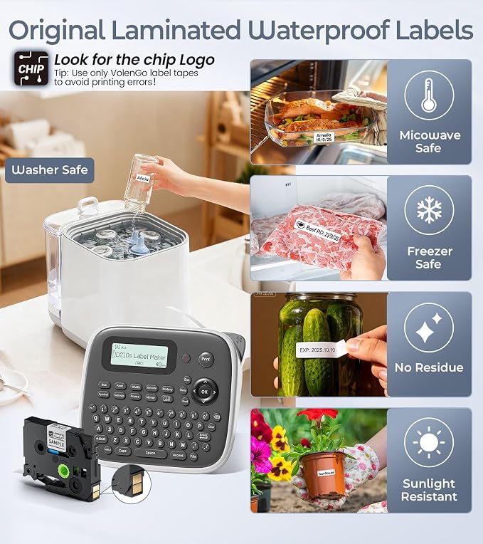 Label Maker Machine with Tape, Label Maker Waterproof Labels 12mm, D210s - Image 2