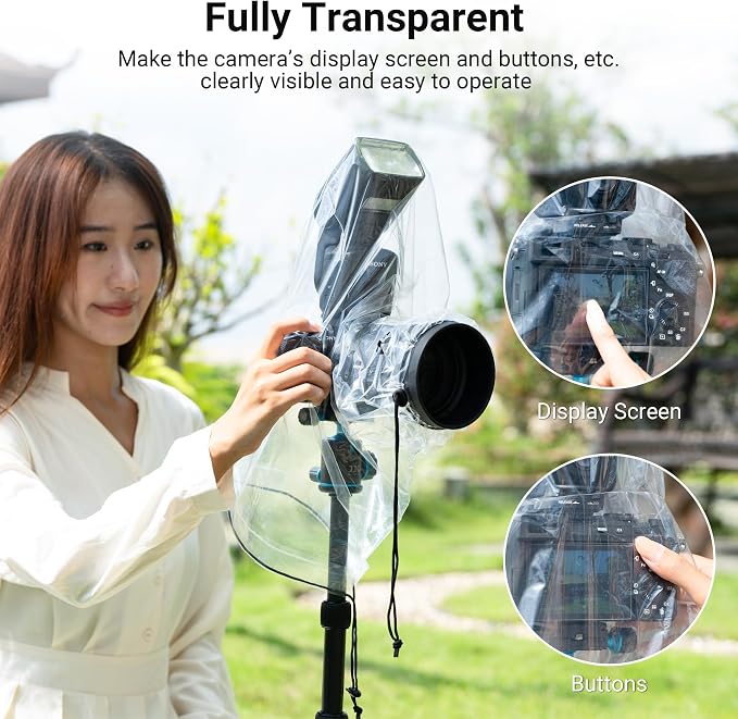 2 Pack Camera Rain Cover with Flash Clear Dust Proof Sleeve Protection - Image 4