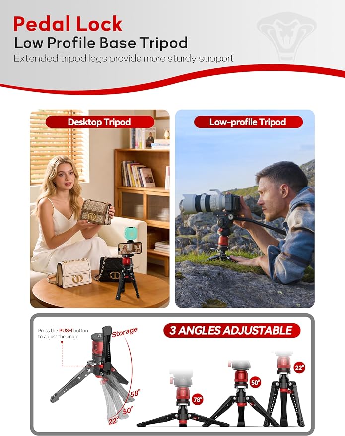 IFOOTAGE Monopod Cobra 3 Strike A150S, 1/4'' & 3/8'' Quick Release Compatible - Image 7