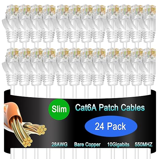 Cat6a Slim Ethernet Patch Cable 14 ft, Cat6a Patch Cable by Lysymixs