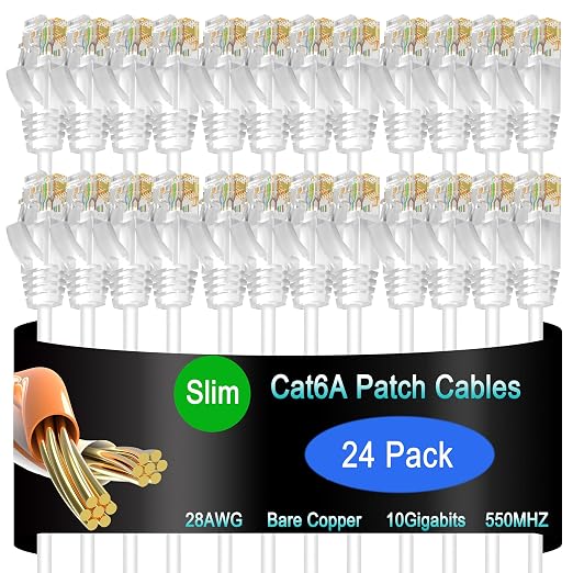 Cat6a Slim Ethernet Patch Cable 6 ft, Cat6a Patch Cable by Lysymixs