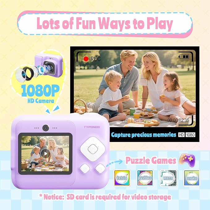 Instant Print Camera for Kids, Christmas Birthday Gifts for Girls Boys Age 3-12 - Image 4