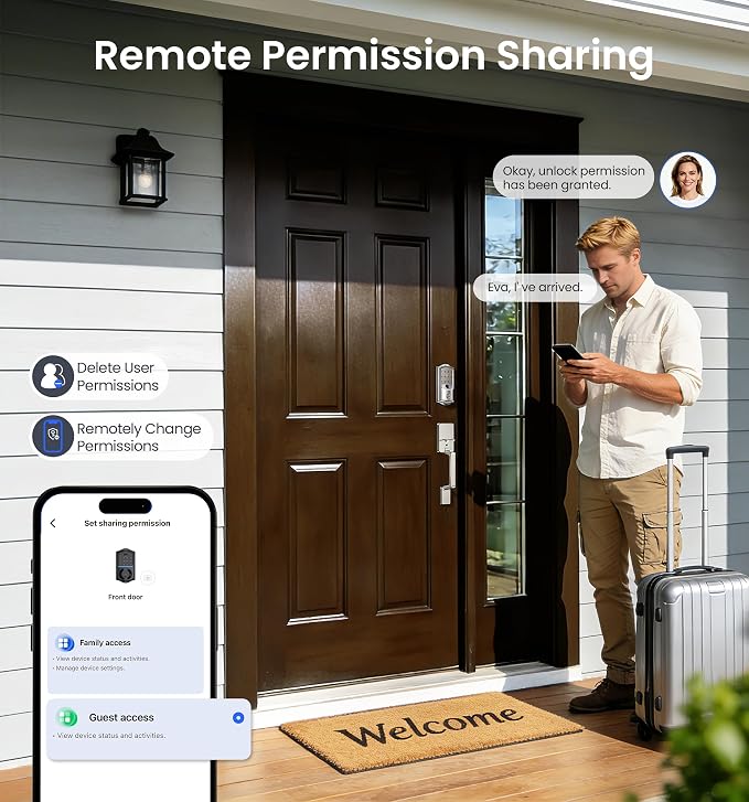 Veise VE027 Built-in Wi-Fi Smart Lock, Fingerprint Keyless Entry Front Door Lock - Image 8