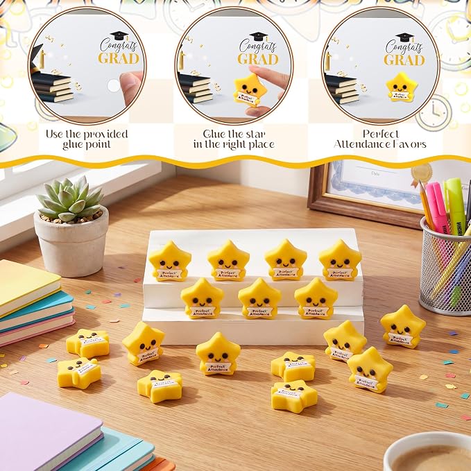 Skylety 50 Pcs Perfect Attendance Resin Star, Perfect Attendance Awards - Image 3