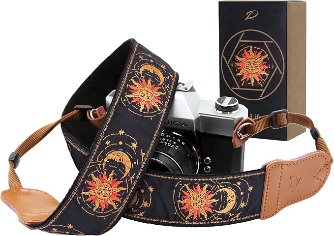 Padwa Lifestyle Helios Moon God Camera Strap -2" Double Layer Cowhide Ends by PadwaLifestyleCameraStrap