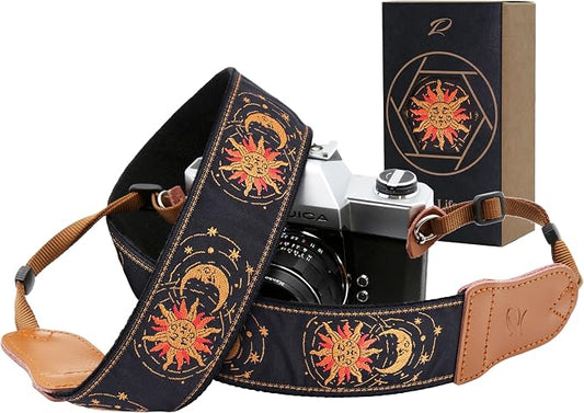Padwa Lifestyle Helios Moon God Camera Strap -2" Double Layer Cowhide Ends by PadwaLifestyleCameraStrap