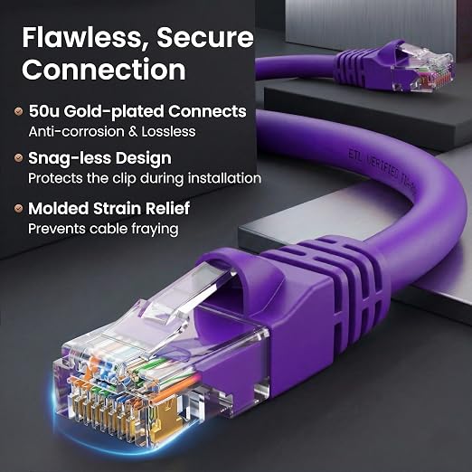 GEARit Cat 6 Ethernet Patch Cable 1 ft Purple Cat6 Patch Cables 1ft - Image 4