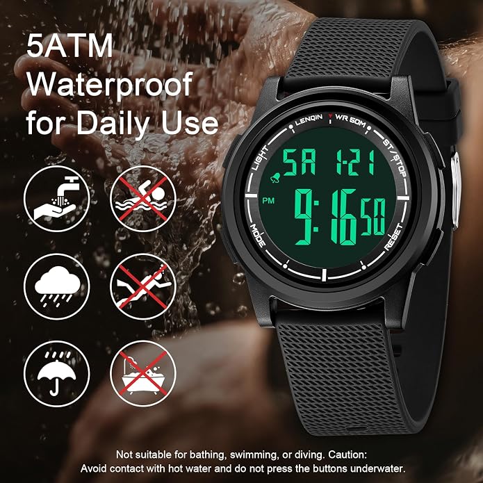 HANPOSH Mens Digital Watch Ultra Thin Minimalist Sports Waterproof Outdoor LED - Image 3