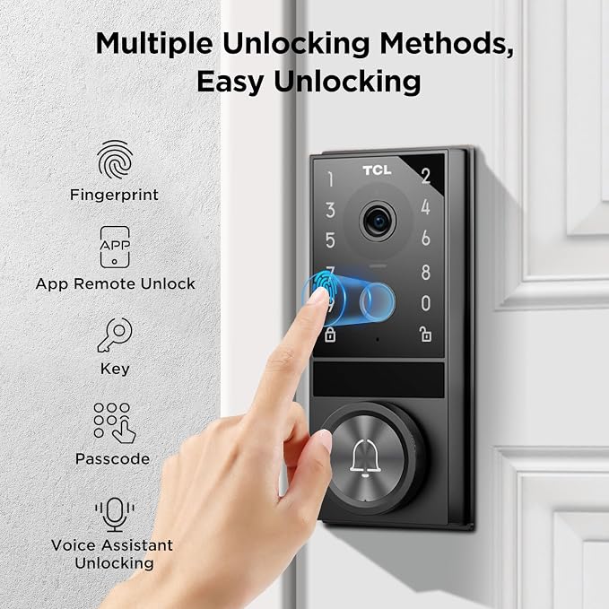 TCL D1 Max Security Video Smart Lock, 3-in-1 2K Camera, Doorbell & Fingerprint - Image 3