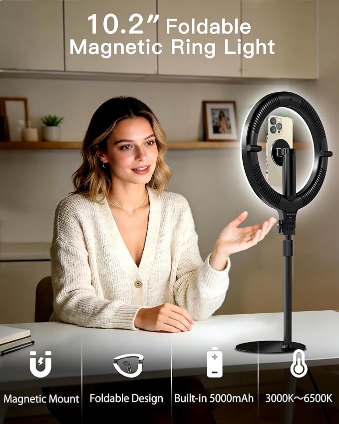 NiceVeedi 10.2” Magnetic Desk Ring Light - Image 2