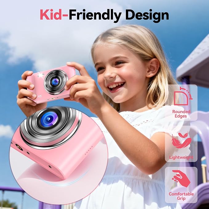 Digital Camera 4K for Kids: 48MP Pink Camera for Teens Photography - Image 4