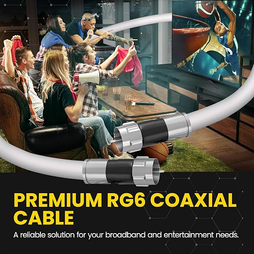 RG6 Coaxial Cable with F Connectors, High Speed Internet and TV Cord - Image 3