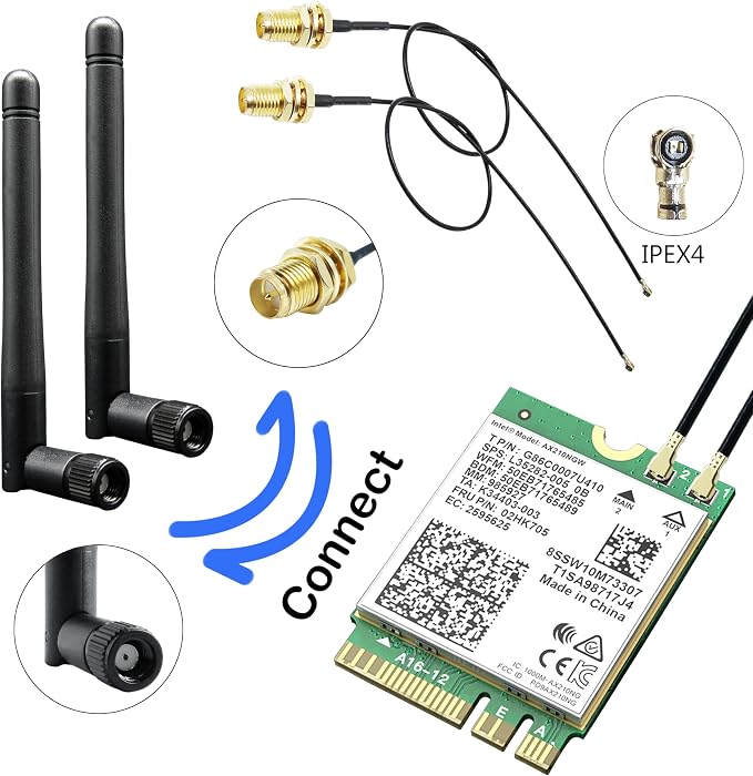WiFi Bluetooth Antenna 2 Pack & Pigtail 2 Pack, 5Ghz 2.4Ghz 3dBi WiFi Card - Image 6
