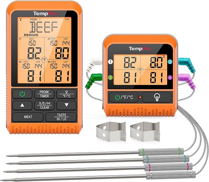TempPro TP829 1000ft Wireless Meat Thermometer Digital by TempPro