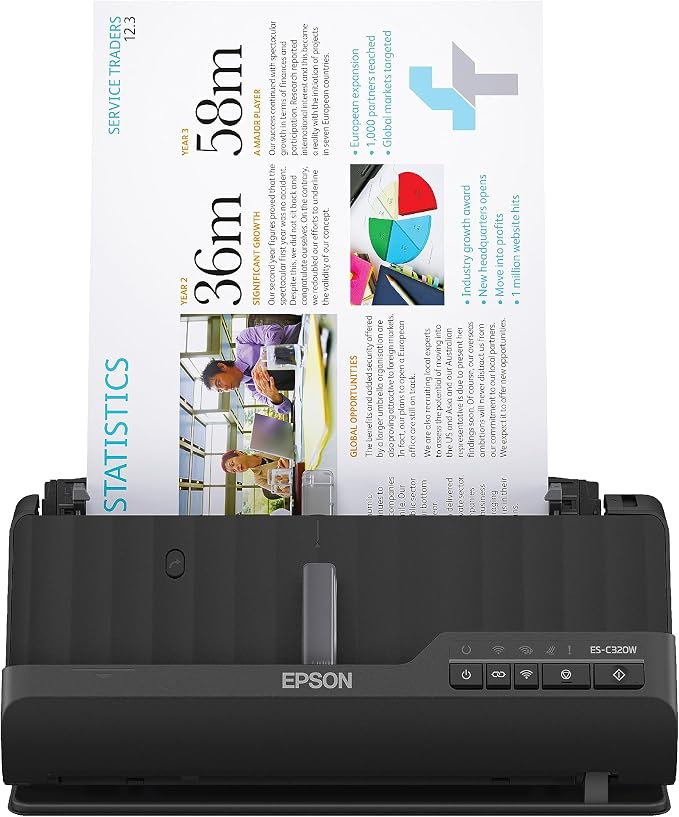 Epson Workforce ES-C320W Wireless Compact Desktop Document Scanner by Amazon+Renewed