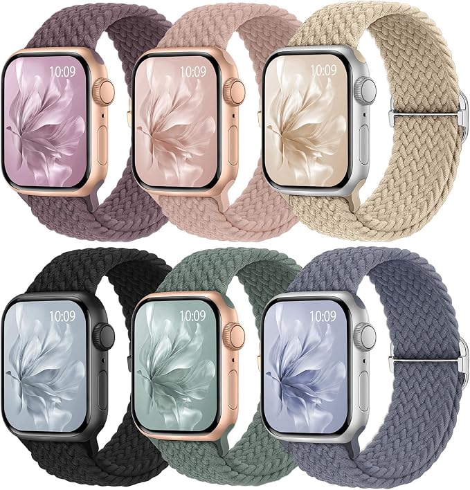 6 Pack Braided Stretchy Bands Compatible by KnossenWatchBand
