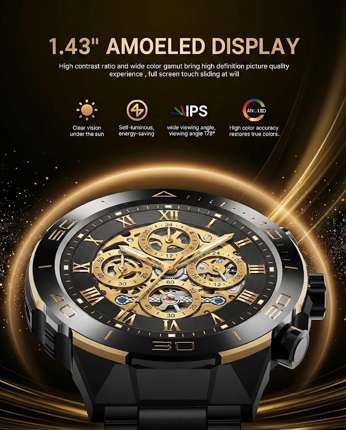 SOUYIE Men's Smart Watch with Bluetooth Call, 1.43" AMOLED Round Dial, Luxury - Image 4