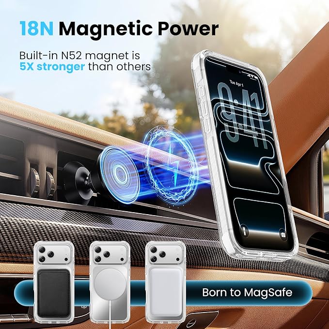 toushion 3 in 1 for Mirror iPhone 17 Pro Max Case, Fits MagSafe, Military-Grade - Image 7