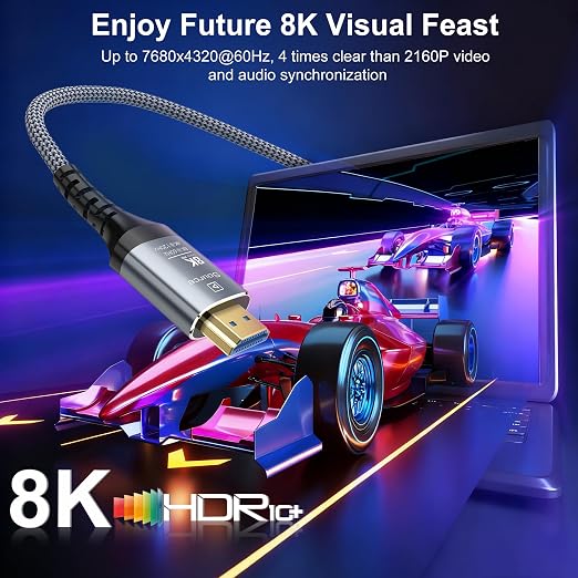 8K Fiber Optic HDMI Cable 6FT, 48Gbps Ultra High Speed Long HDMI 2.1 Cord - Image 2
