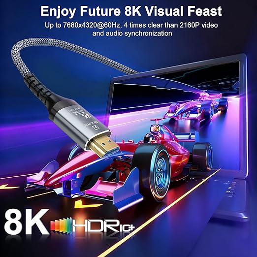 8K Fiber Optic HDMI Cable 20FT, 48Gbps Ultra High Speed Long HDMI 2.1 Cord - Image 2