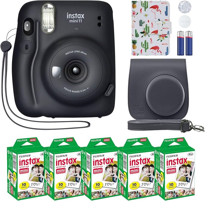 Fujifilm Instax Mini 11 Instant Camera Charcoal Gray + MiniMate Accessory by FUJIFILM