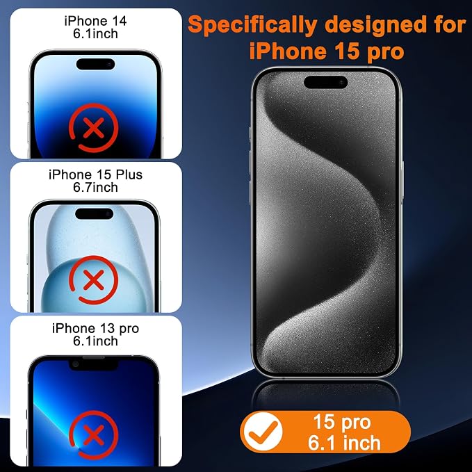SIBEITU 3 Pack for iPhone 15 Pro Screen Protector - Image 2