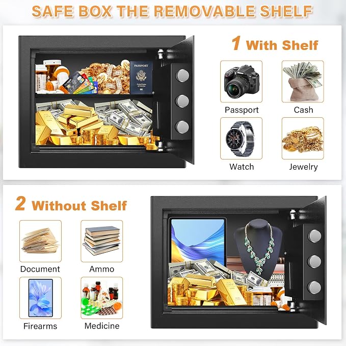 Small Safe for Home, 9.84"H Safe Box for College Dorm Room, Office & Home - Image 5