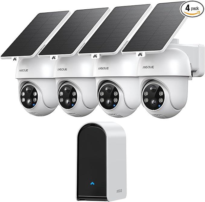 ANSQUE Security Cameras Wireless Outdoor Home System, 4 Camera Kit, No by ANSQUESecurity