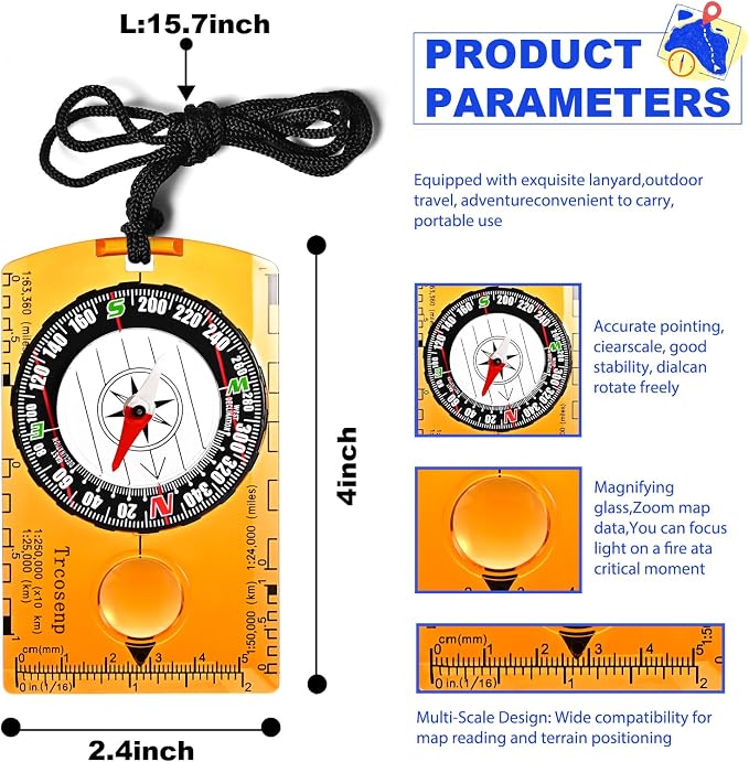 Outdoor Compass with Adjustable Declination, Navigation and Survival. - Image 2