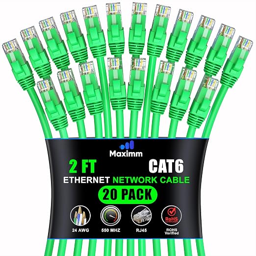 Maximm Cat 6 Ethernet Cable 2 ft by MaximmCable