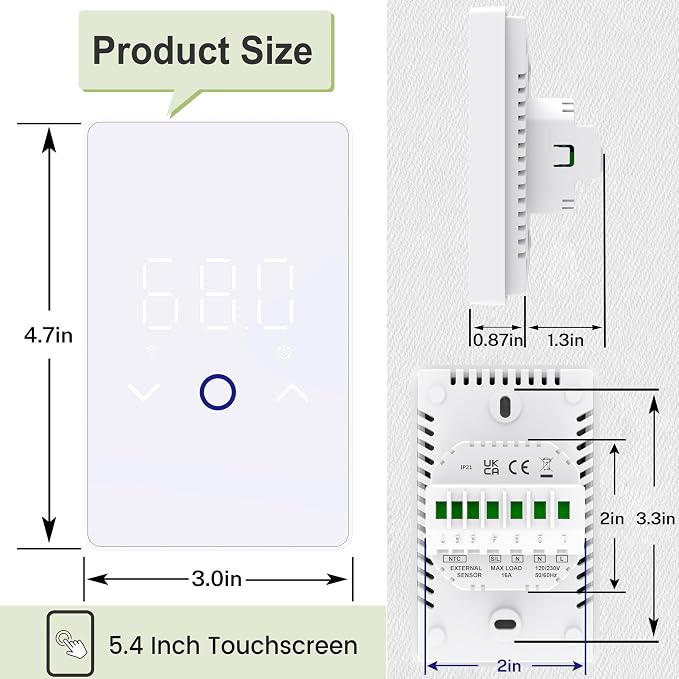 MAXKOSKO 1PC WiFi Smart Thermostat - Image 3