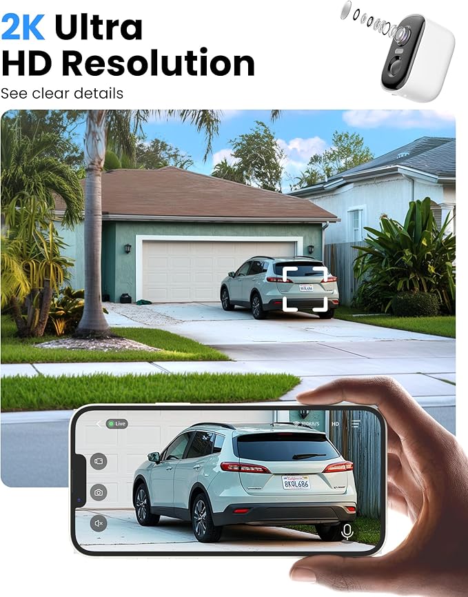 Outdoor Security Camera Wireless, 2K Battery Powered WiFi Cameras - Image 2