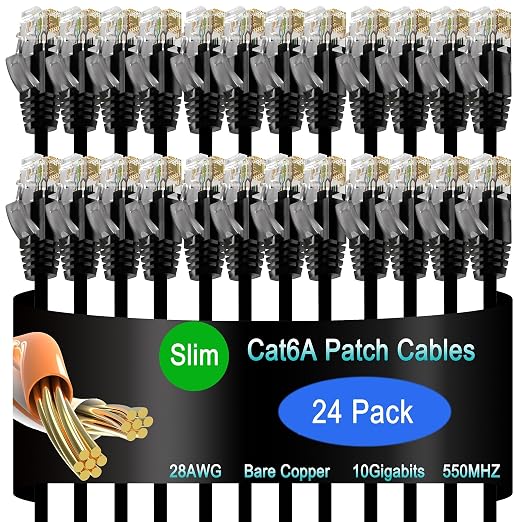 Cat6a Slim Ethernet Patch Cable 10 ft, Cat6a Patch Cable by Lysymixs