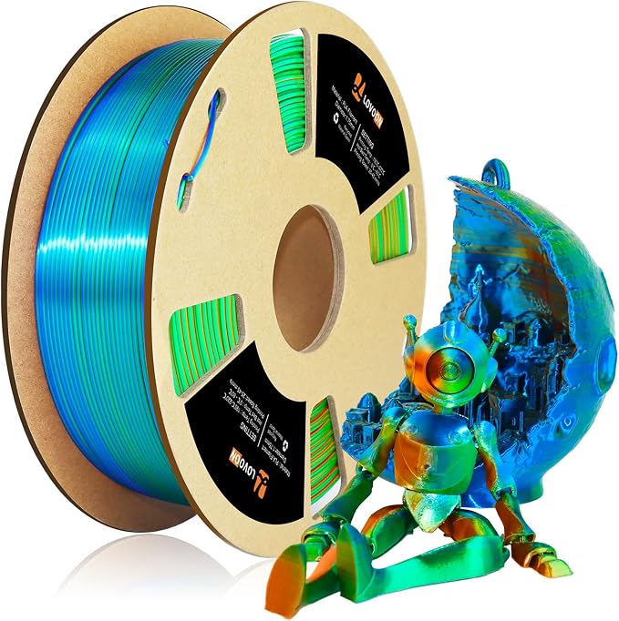 LOVOON PLA 3D Printing Filament 1.75MM Silk tricolors, Color Change by Angle by LOVOON