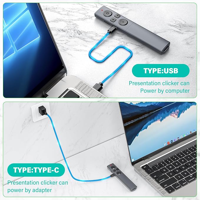 2 in 1 USB Type C Presentation Clicker, Rechargeable Presentation Clicker - Image 3