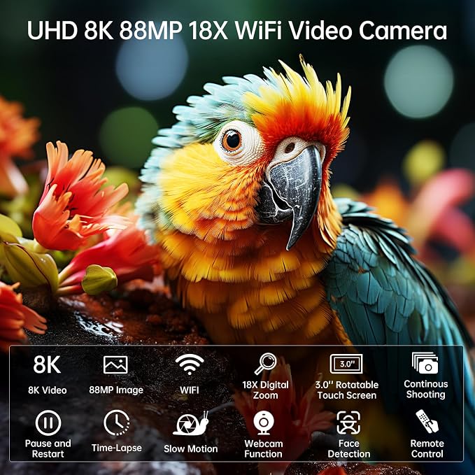 8K Video Camera Camcorder 88MP UHD WiFi Vlogging Cameras - Image 7
