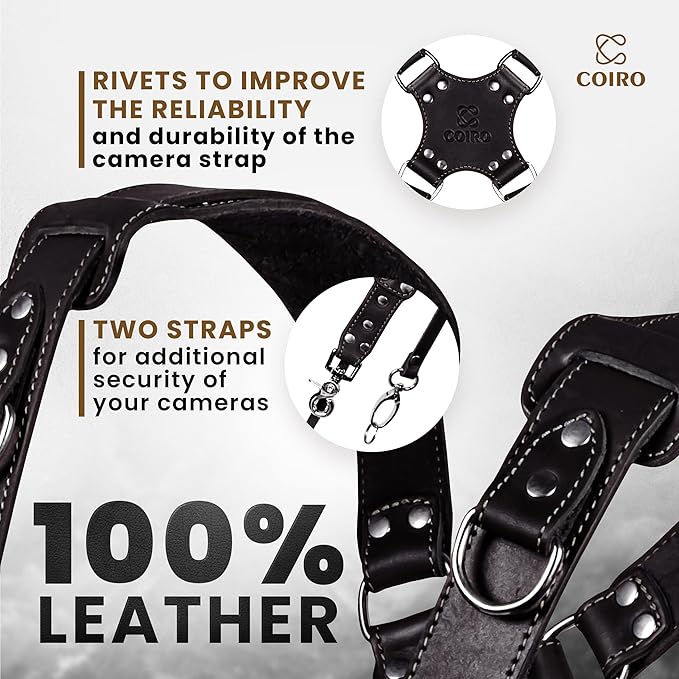C Coiro Dual Camera Harness Shoulder Leather Camera Strap - Image 3